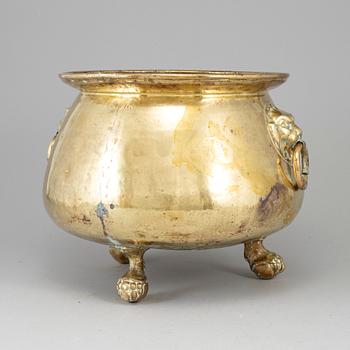 A 19th century brass flower pot.