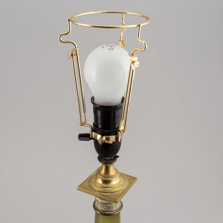 Two table lampa, onyx and plate, 20th century.