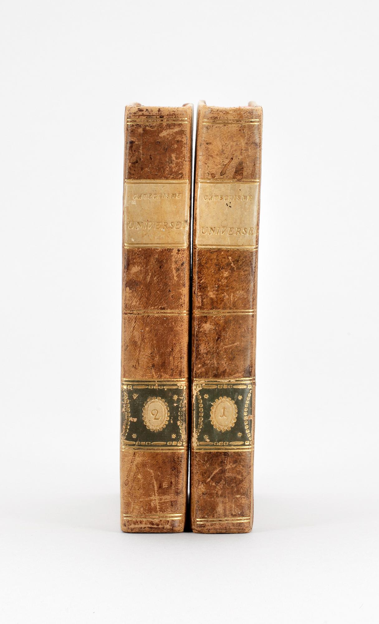 BOK, 2 vol, "Principes des Moeurs chez toutes les nations ou catéchisme universel" av Saint-Lambert, Paris 1798.