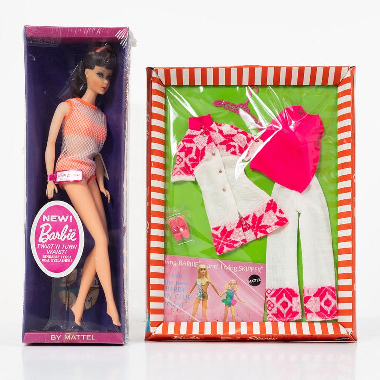 Barbie doll, "Barbie Twist n Turn", 1966, in unopened packaging, with clothes, Mattel, 1960s.