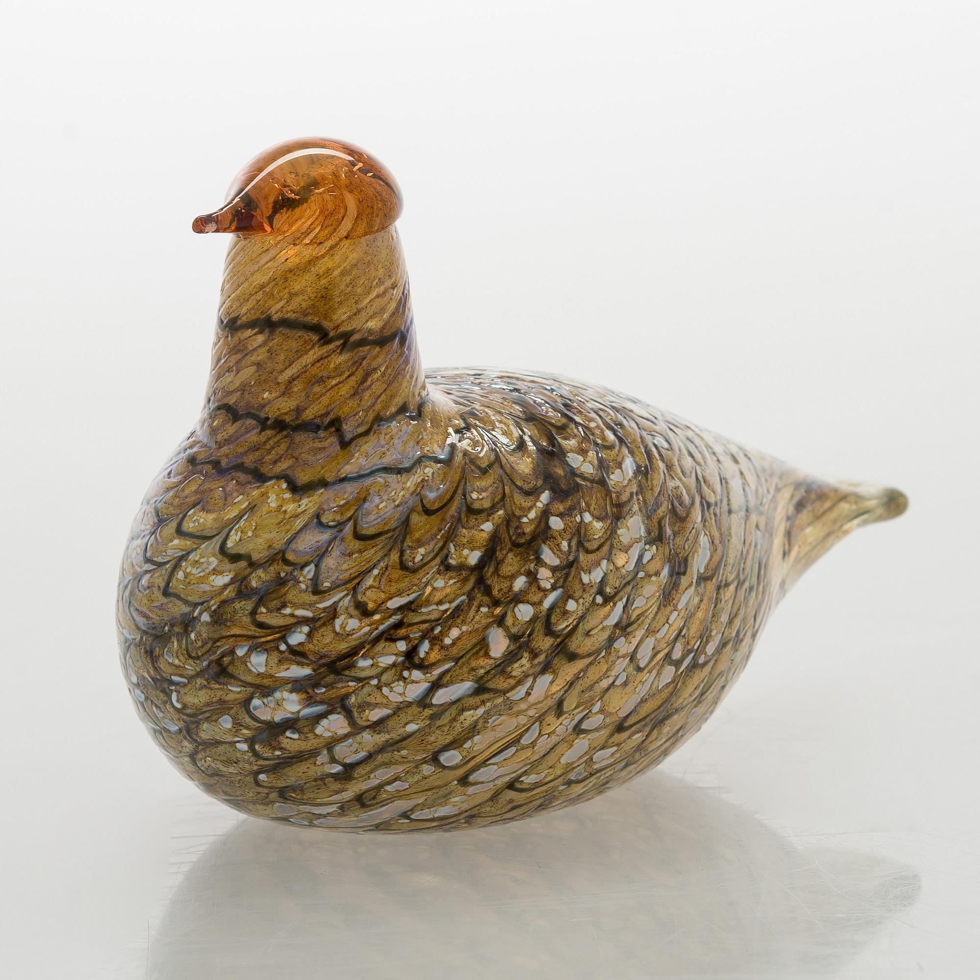 Oiva Toikka, a 'Summer Grouse' glass bird, signed O. Toikka Nuutajärvi.