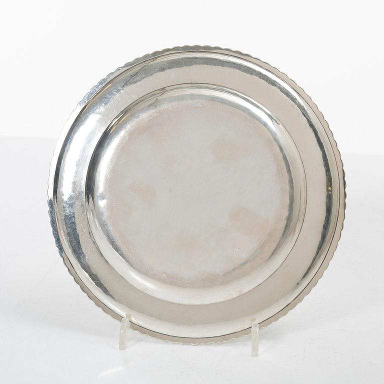 Three silver dishes,  with mark of GAB / CG Hallberg, Stockholm.