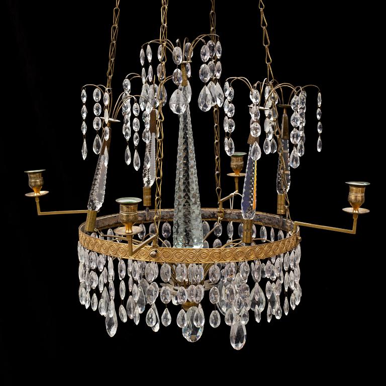 A gustavian style chandelier, circa 1900.