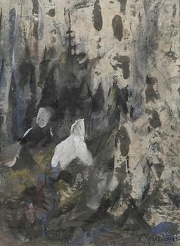 VALDEMAR PYYSIÄINEN, gouache på duk, signerad.