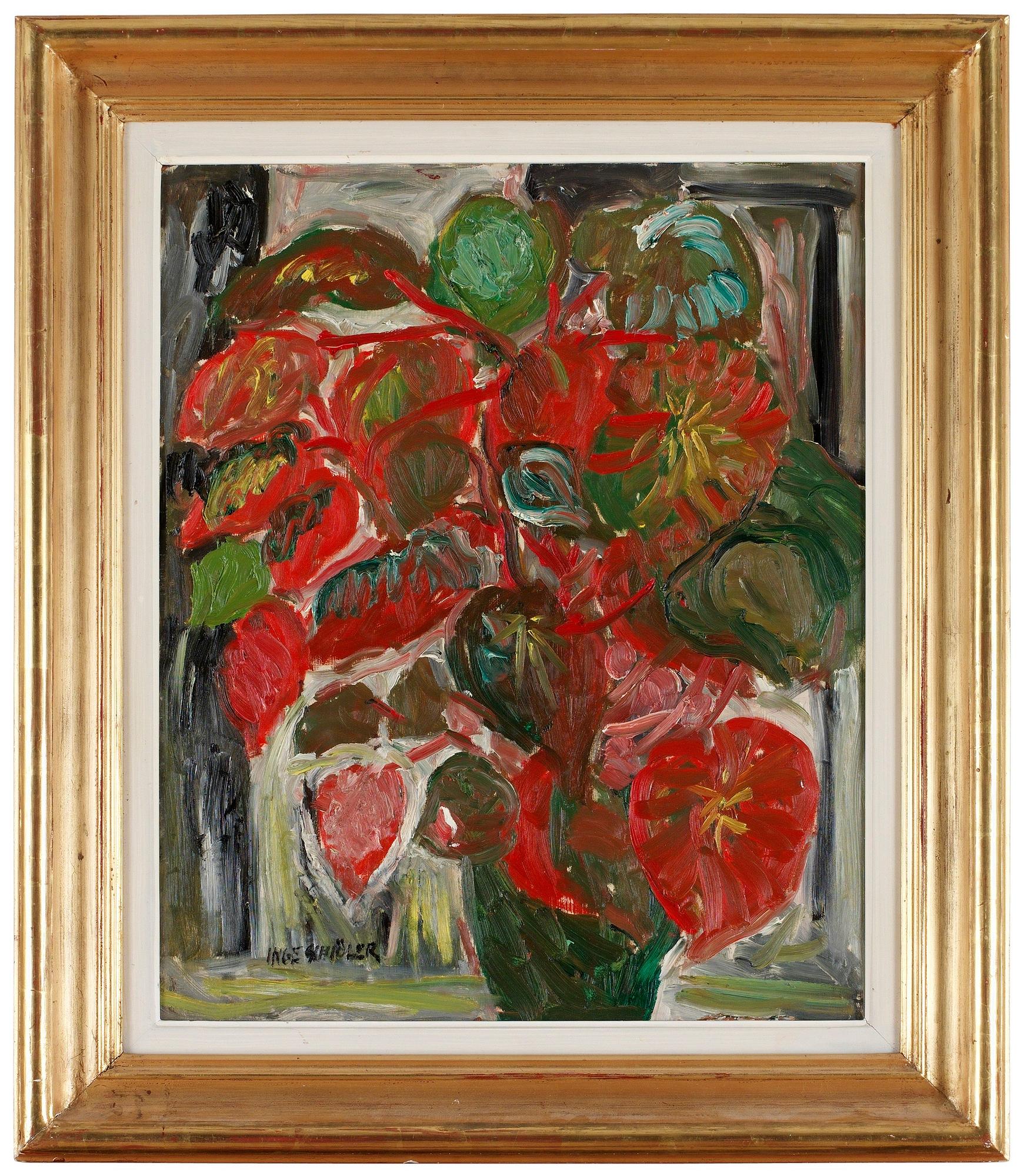 INGE SCHIÖLER, olja på pannå, sign.