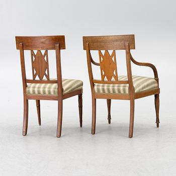 Chairs, 10 + 2 pcs, Empire. 19th century.