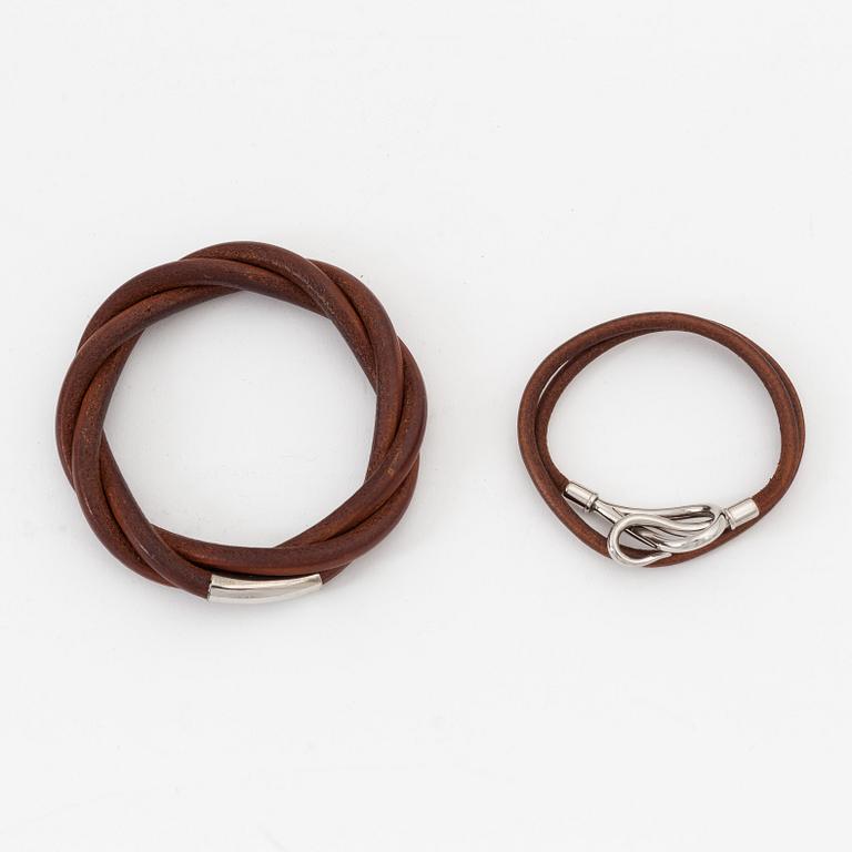 Hermès, two leather bracelets.