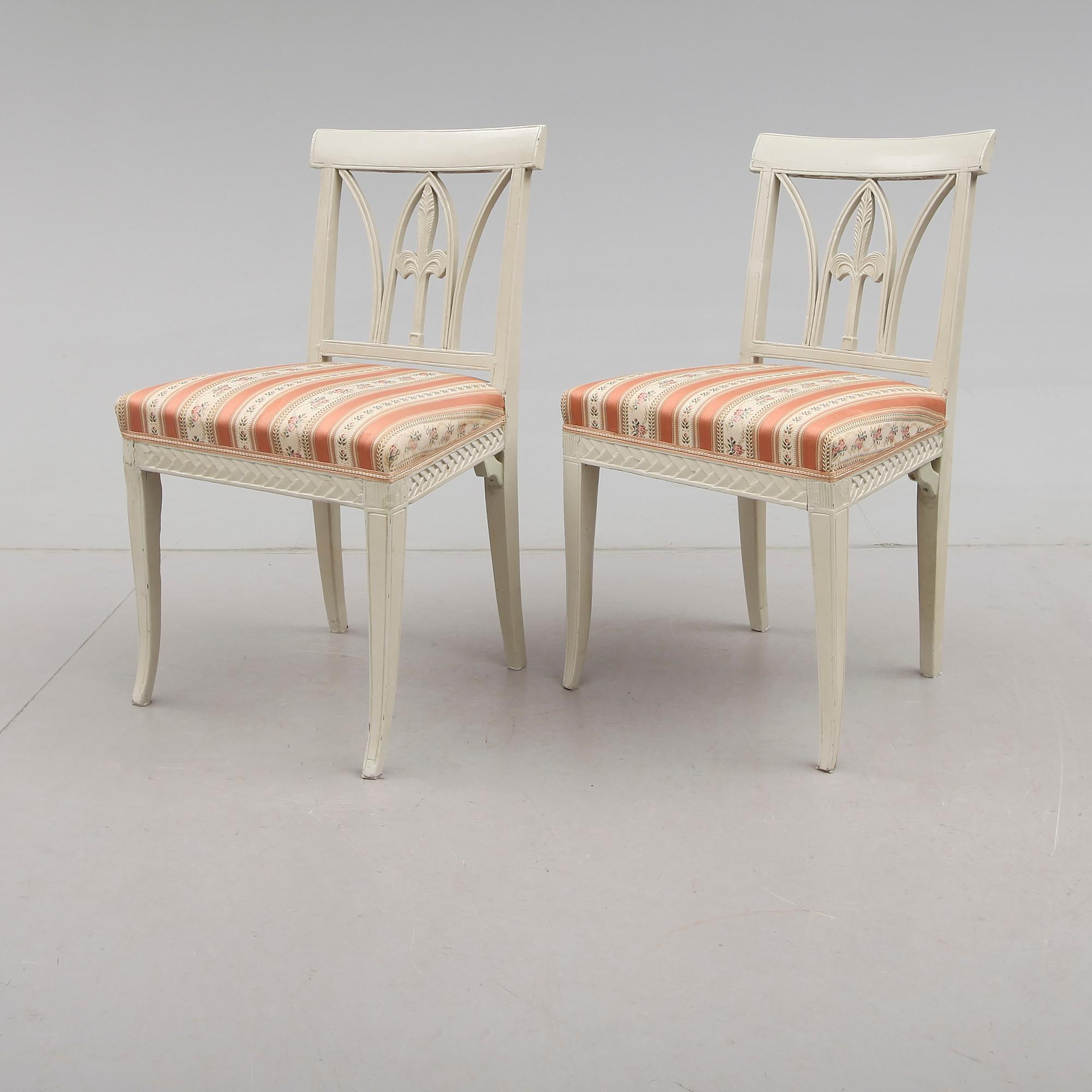 STOLAR, 2 st, en märkt PASL, Pehr Andersson, Lindome, 1759-1808.