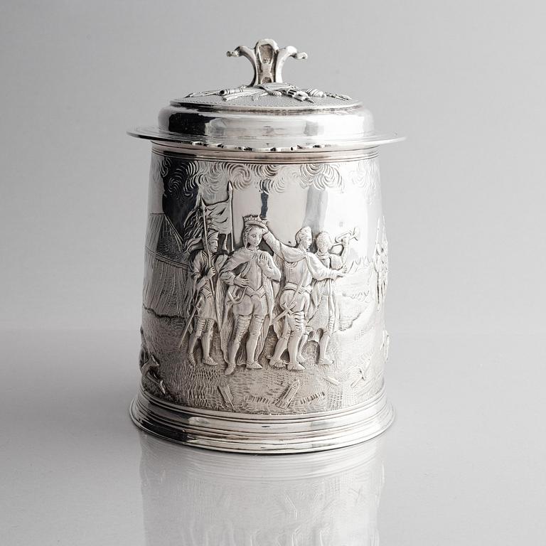 John Jackson, dryckeskanna, silver, London 1698-1699.