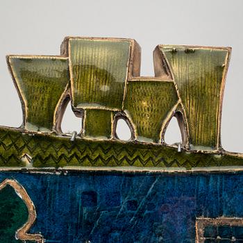 A Rut Bryk glazed stoneware wall relief 'Venetian palace' for Arabia, Finland 1953.