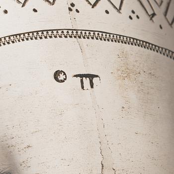 A silver carafe, maker's mark of Vasili Ivanovich Ivanov, assay master Lev Fedorovich Oleks, Moscow, 1894.