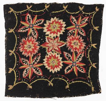 A cushion, flat stitches,c 44 x 44 cm, possibly from Gärds district, Scania, first half of the 19th century.