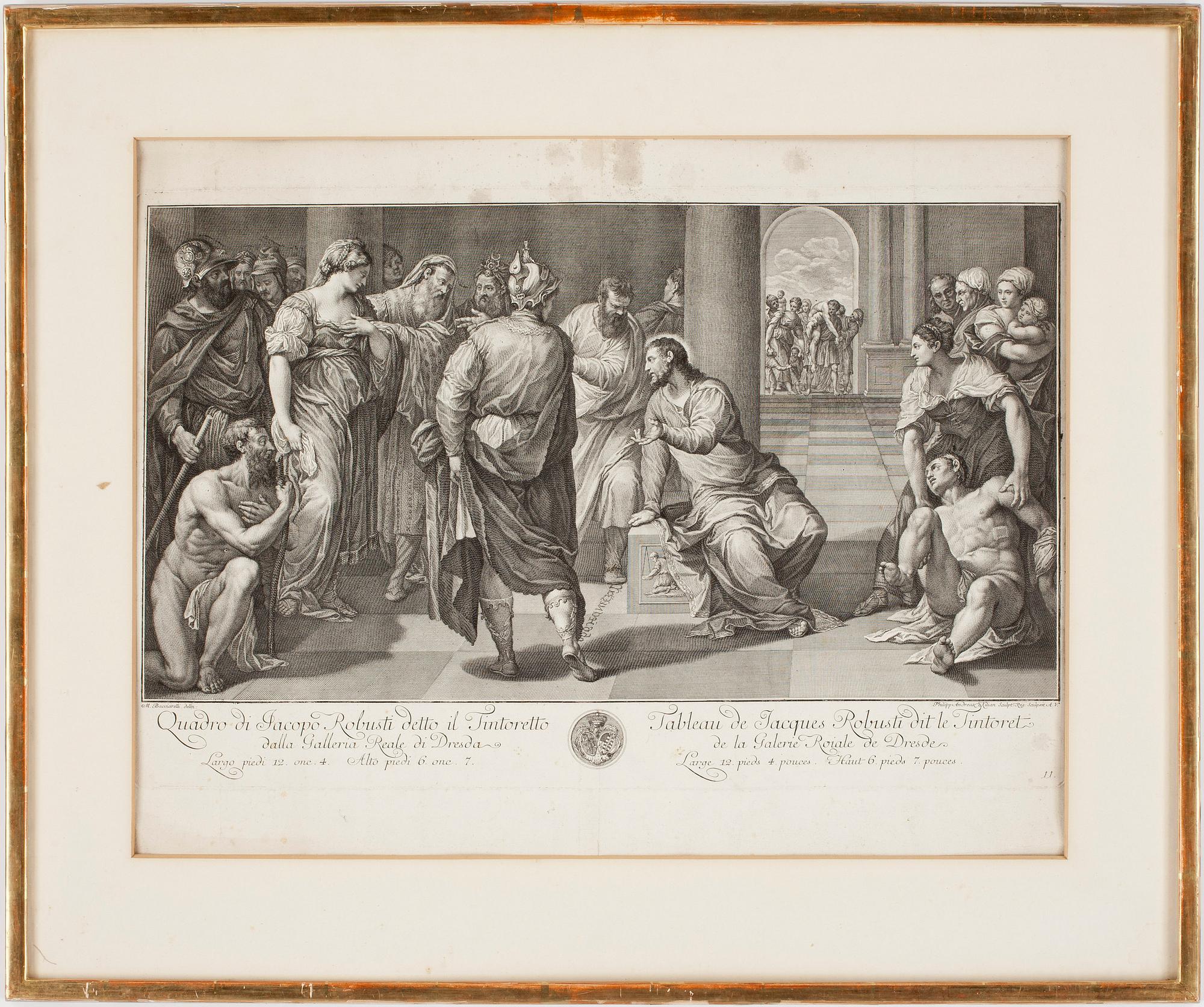 JACOPO ROBUSTI TINTORETTO, efter, kopparstick, 1700-tal.