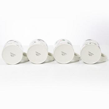 Gunvor Olin-Grönqvist, mugs, 4 pcs and a jug, Arabia, Finland, second half of the 20th century.