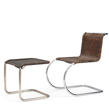 223. Ludwig Mies van der Rohe, stol samt fotpall, modell "MR10",  Berliner Metallgewerbe Josef Müller eller Bamberg Metallwerkstätten, ca 1926-27.