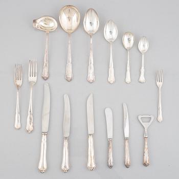 C.G.Hallberg, a 117-piece silver and sterling silver flat wear set, "Viktoria", Stockholm, Sweden, 1949-61.