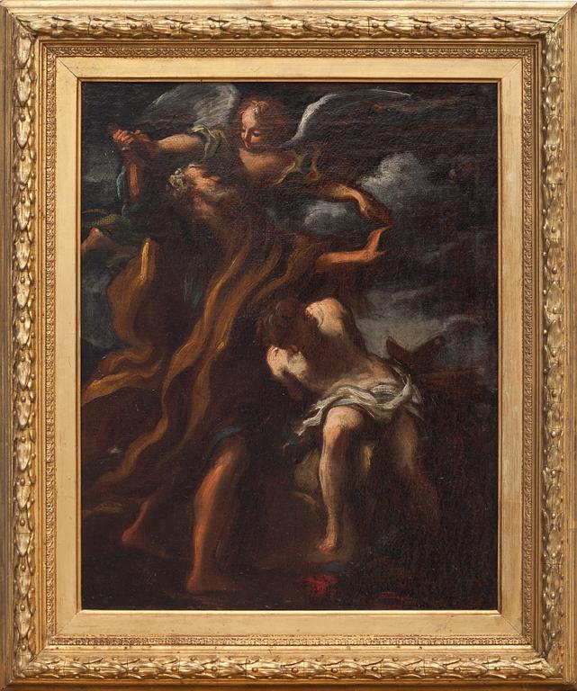 OKÄND KONSTNÄR, olja på dubblerad duk, sannolikt tidigt 1700-tal, Italien.