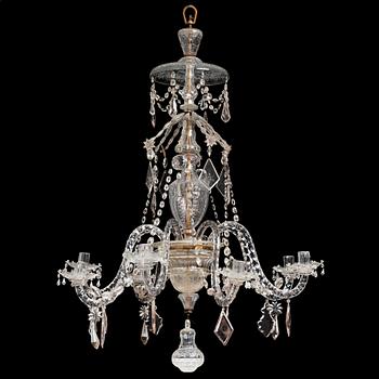 108. An Irish George III cut glass eight light chandelier, later part of the 18th century.