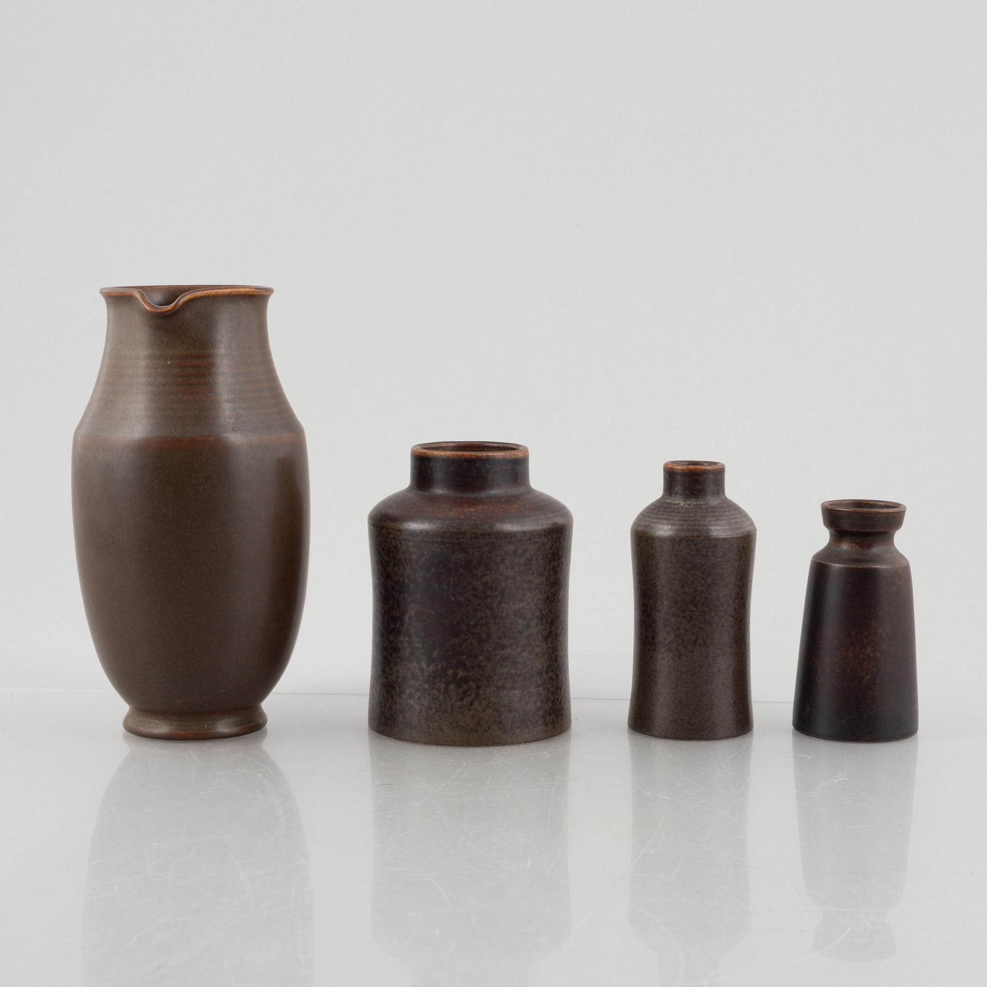 Erich & Ingrid Triller, four stoneware vases, Tobo.