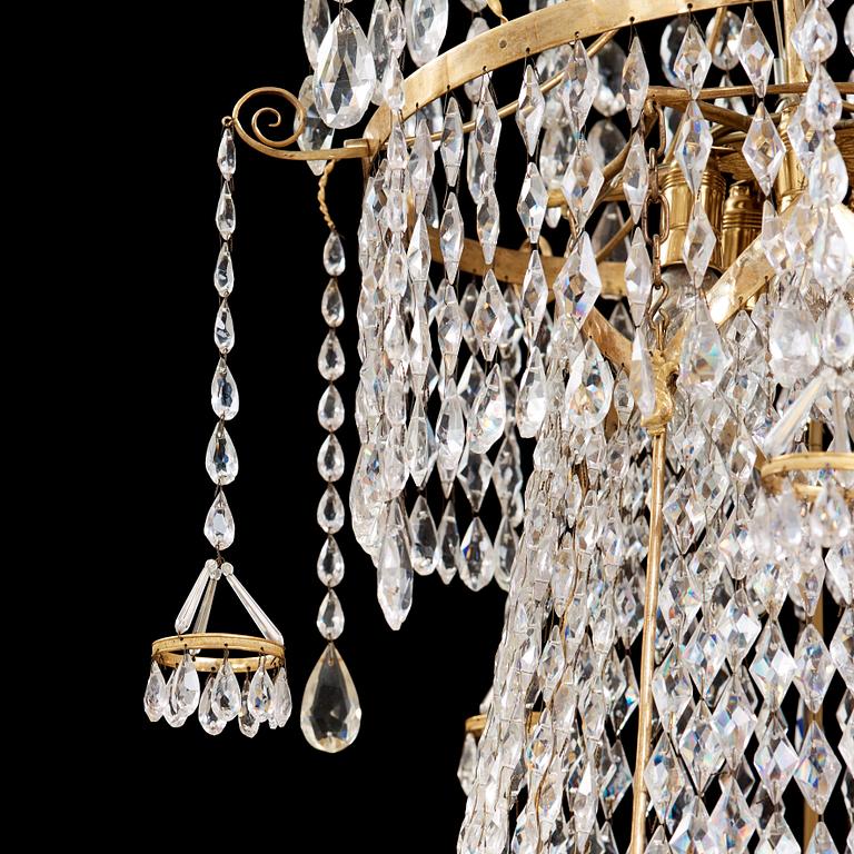 A late Gustavian fifteen-light chandelier by C. H. Brolin (1765-1832).