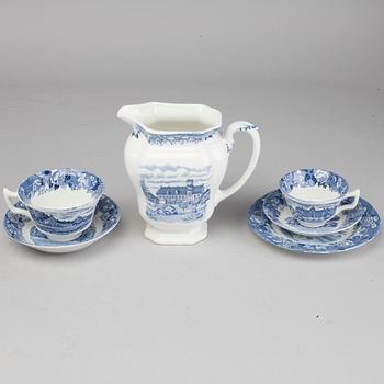 KAFFE OCH TESERVIS, flintgods, ca 59 delar, "Skåne", VDN, Rörstrand.