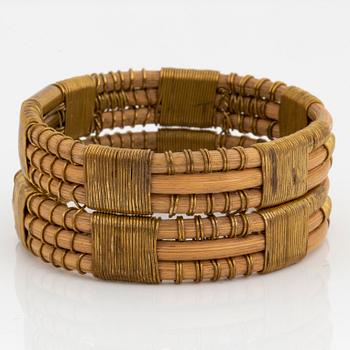 Vivianna Torun Bülow-Hübe, a rattan and brass bangle, executed in her own workshop, 1945-50's.