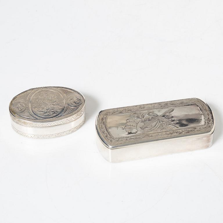 Dosor, 2 st, silver, Sverige 1786 och 1826.