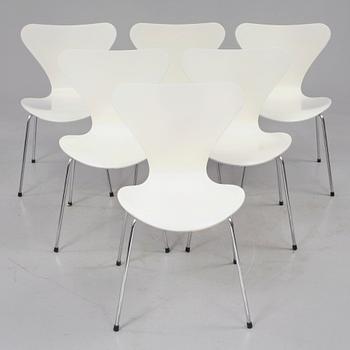 STOLAR, 6 st "Sjuan", Arne Jacobsen, Fritz Hansen, 1900-talets andra hälft.