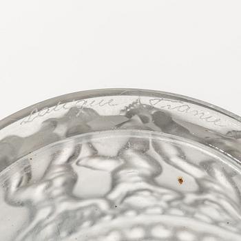 René Lalique, flacons with lids, a pair, glass, "Les Enfants", France, signed.