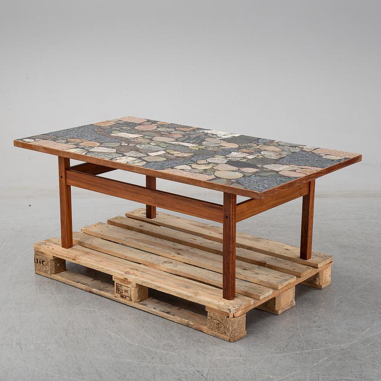 Erling Viksjø, A rosewood and stone coffee table by Conglo Design, Norway, 1960's-80's.