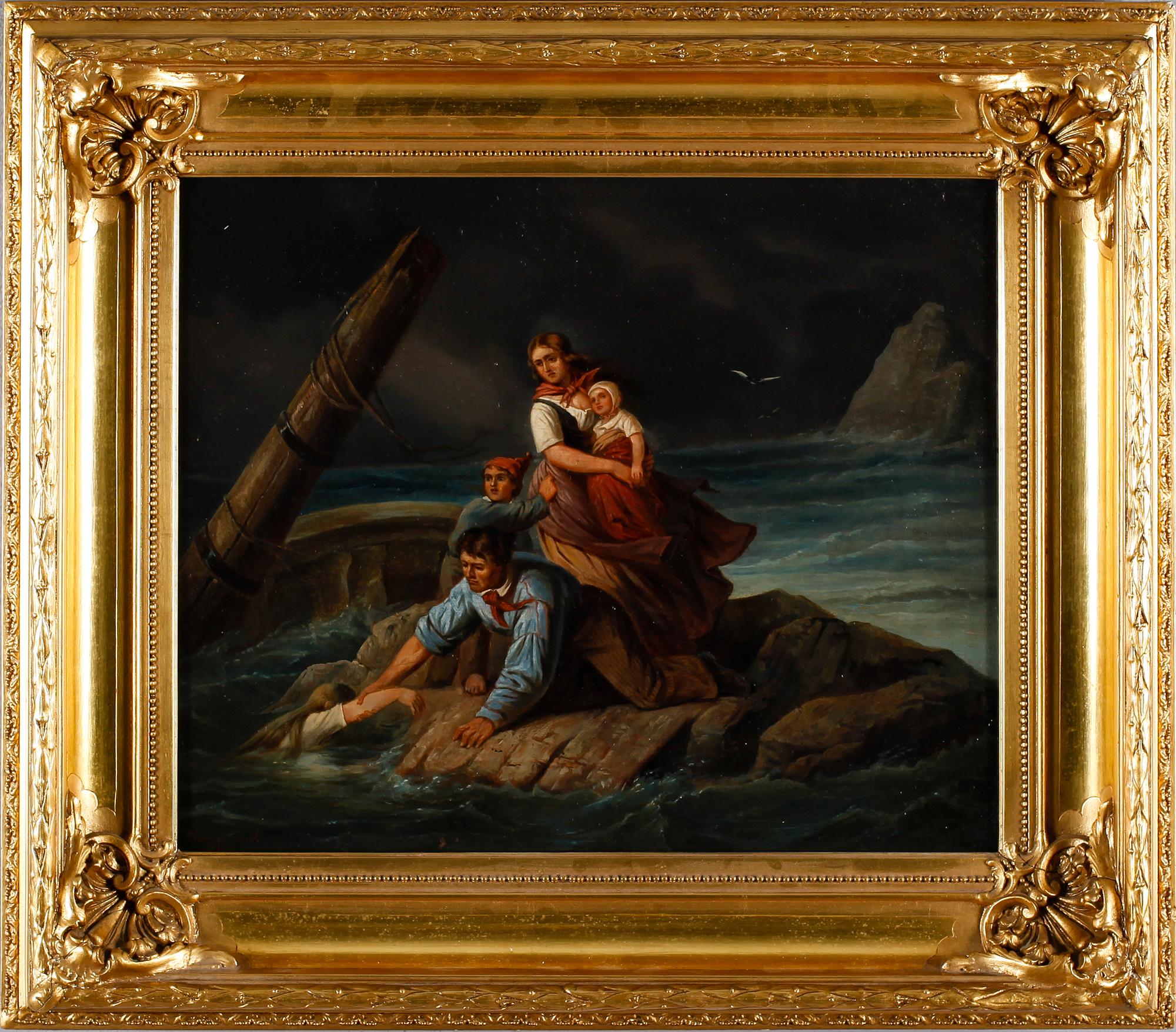 OKÄND KONSTNÄR, olja på duk, signerad Margarita S, 1800-talets mitt.