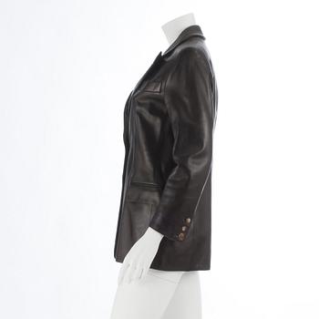 CÉLINE, a dark brown leather jacket.Size 42.