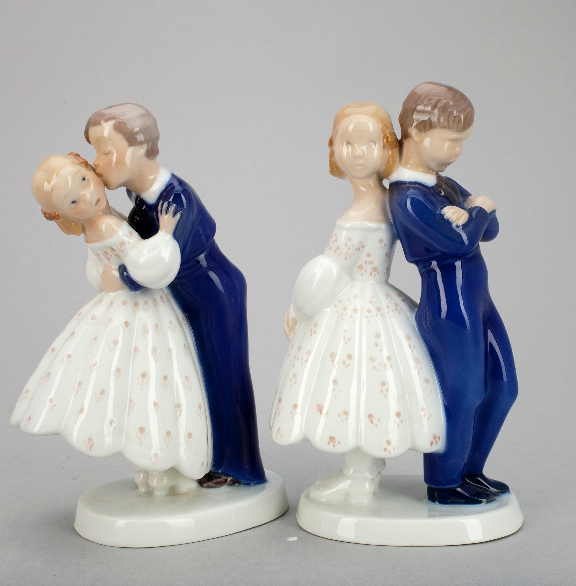 FIGURINER, 2 st, porslin, Bing & Gröndahl. Danmark.