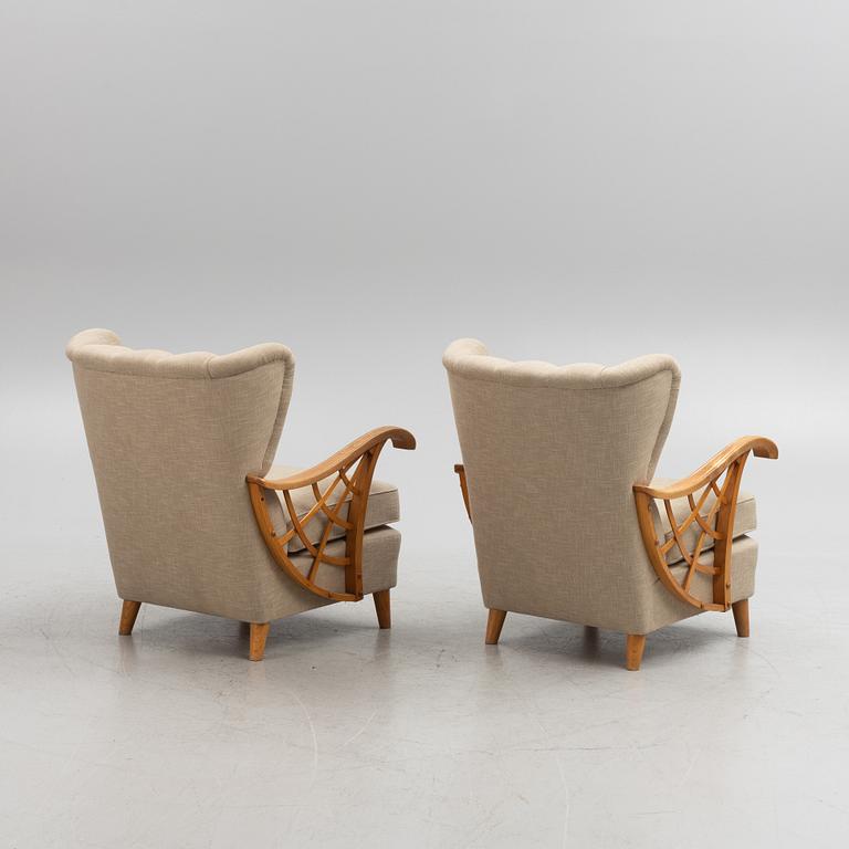 A pair of Swedish Modern armchairs, 1940's.