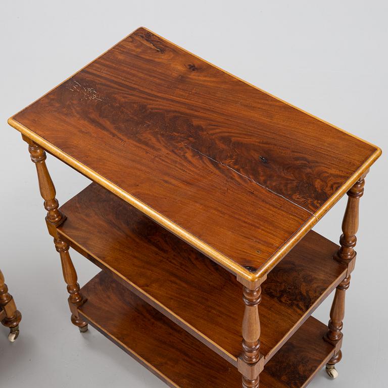 A set of two mahogany etageres. 19th Century.