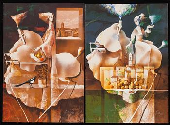 JOSEP BAQUÉS, färglitografier, 2 st, signerade och numrerade.