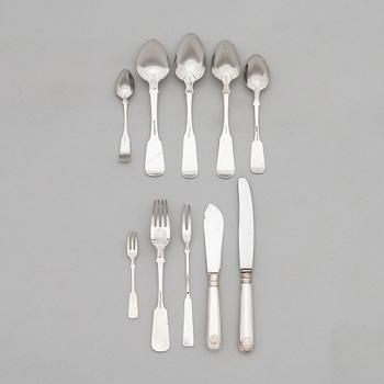 Bestickuppsättning, 47 dlr, silver, Musslan, Finland 1836-1935, mestadels V. Lindman, 1919.