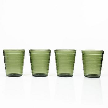 Aino Aalto, Eight 'Bölgeblick' glasses and seven side plates, Karhula Glassworks, 1930s.