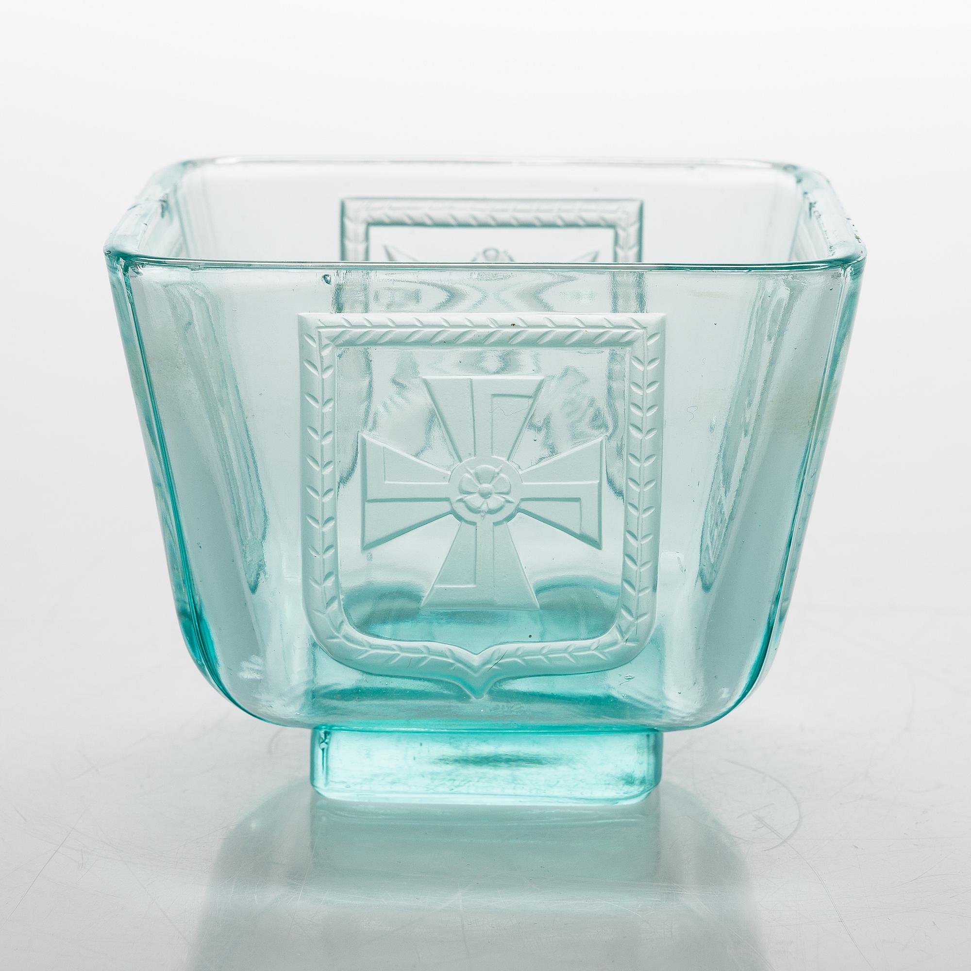 Antti Salmenlinna, malja, "Mottimalja" Riihimäen Lasi Oy 1940-luku.