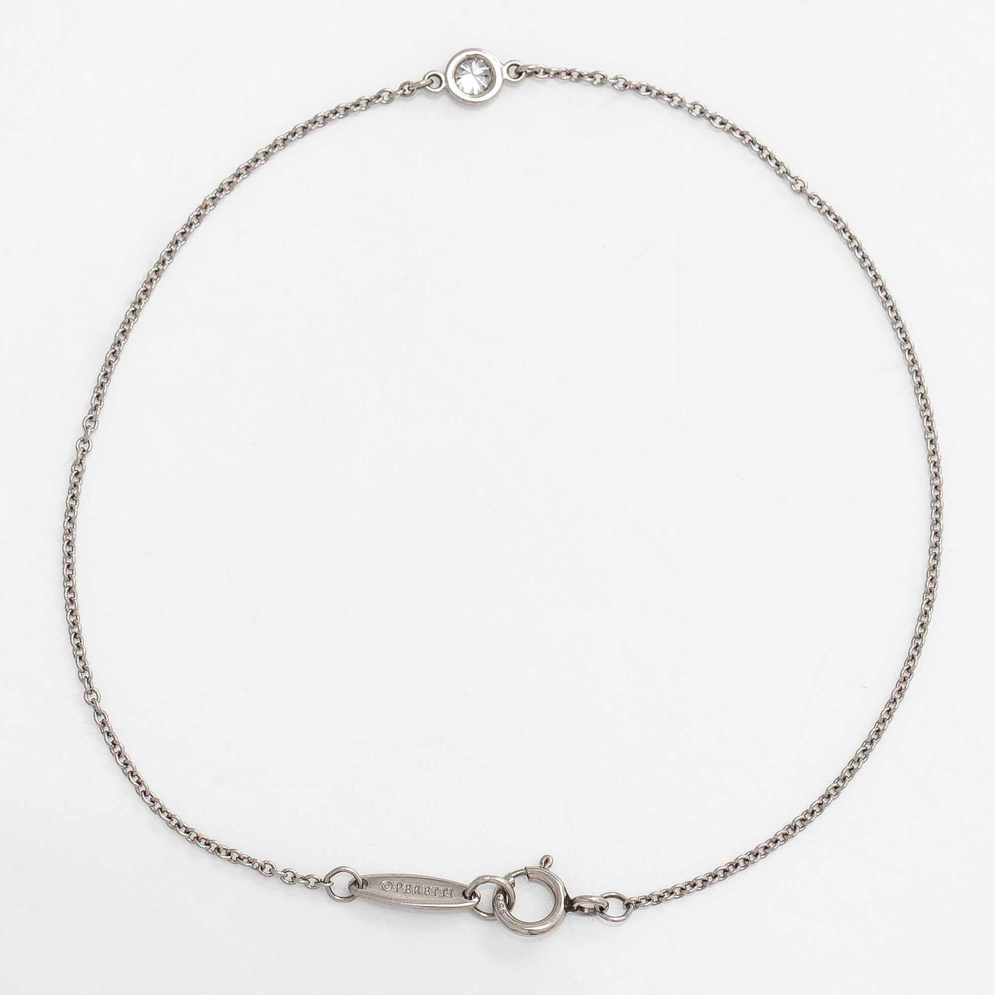 Tiffany & Co, Elsa Peretti, a platinum 'Diamonds by the Yard' bracelet with a brilliant-cut diamond.