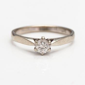 An 18K white gold ring with a ca. 0.25 ct diamond according to engraving. Swedish import mark.