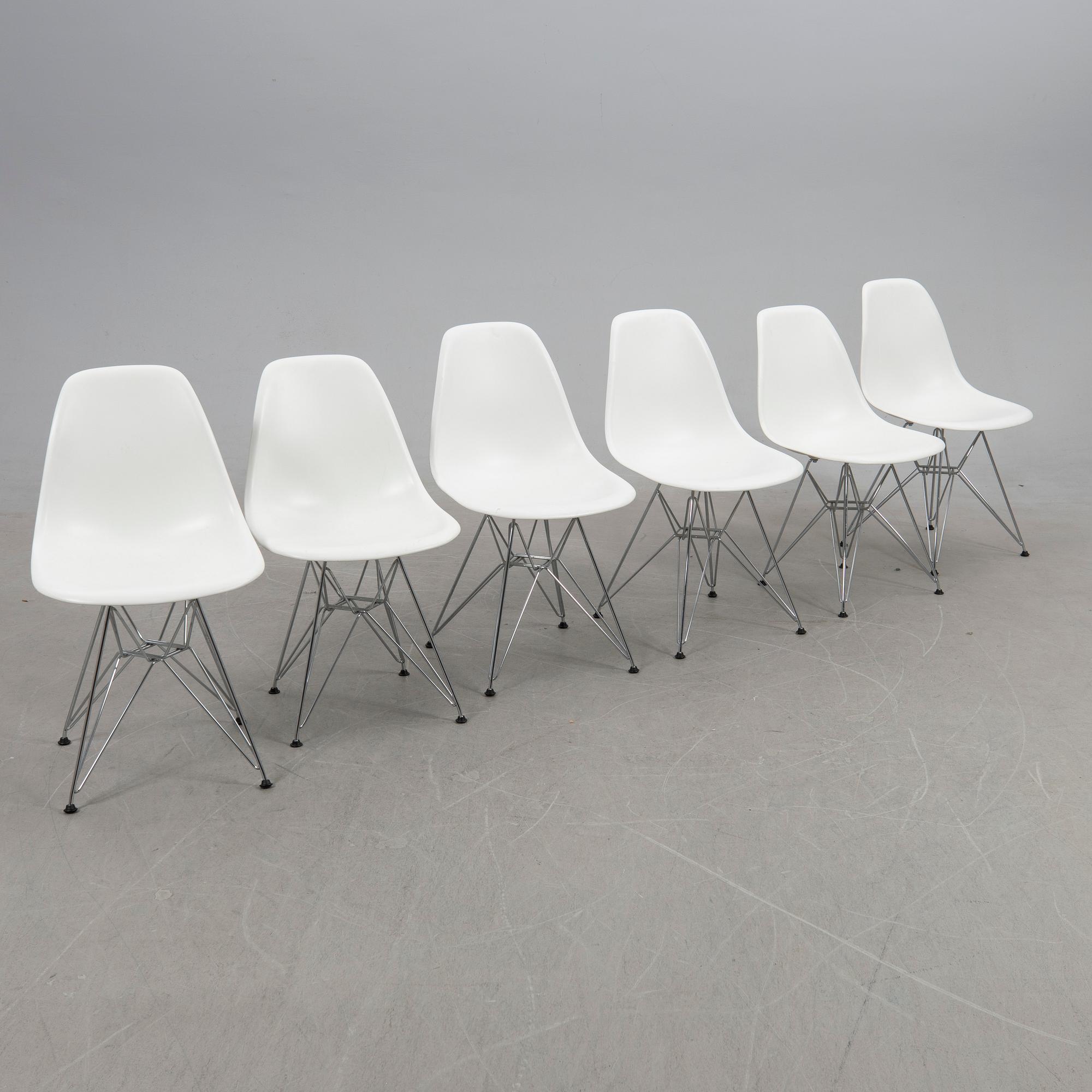 Charles & Ray Eames, chairs, 6 pcs, "Plastic chair DSR", Vitra, 2016.