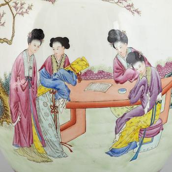 A famille rose jar with cover, China, Republic style, 20th Century.