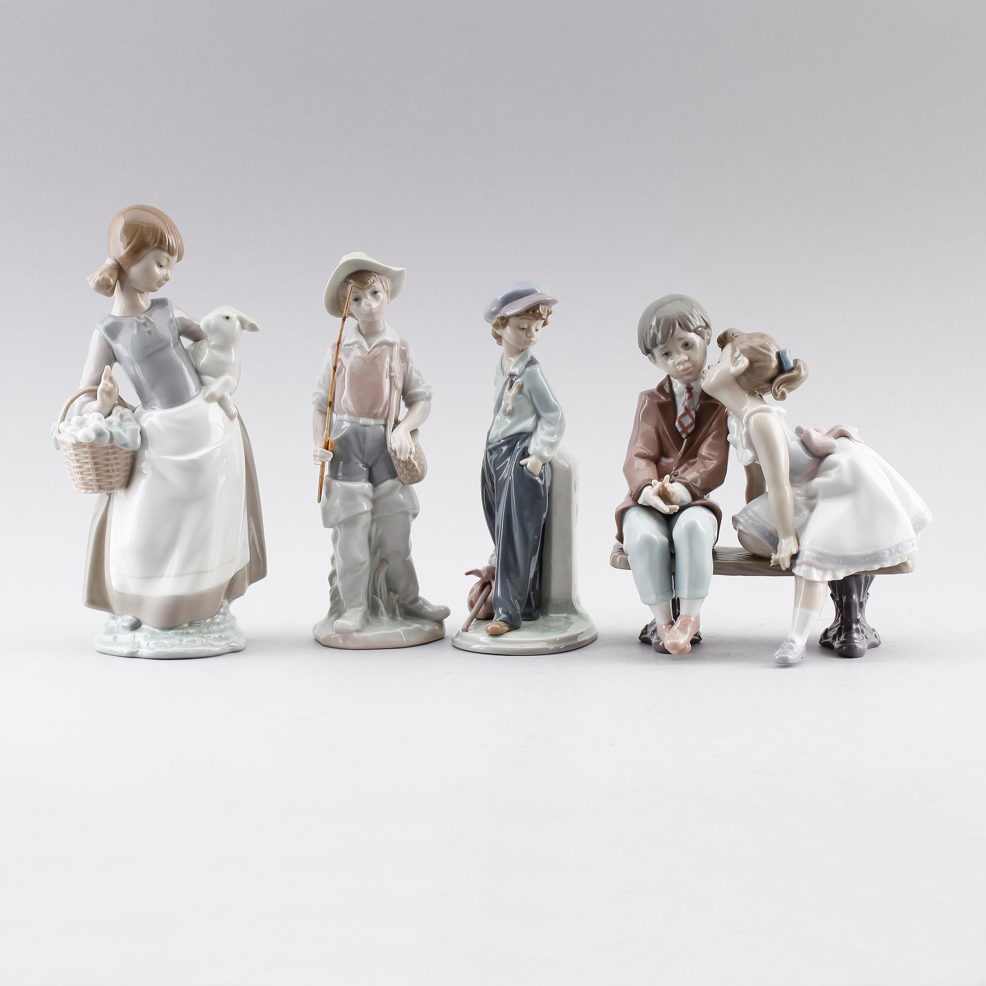 FIGURER, 4 st, porslin, Lladro, Spanien.