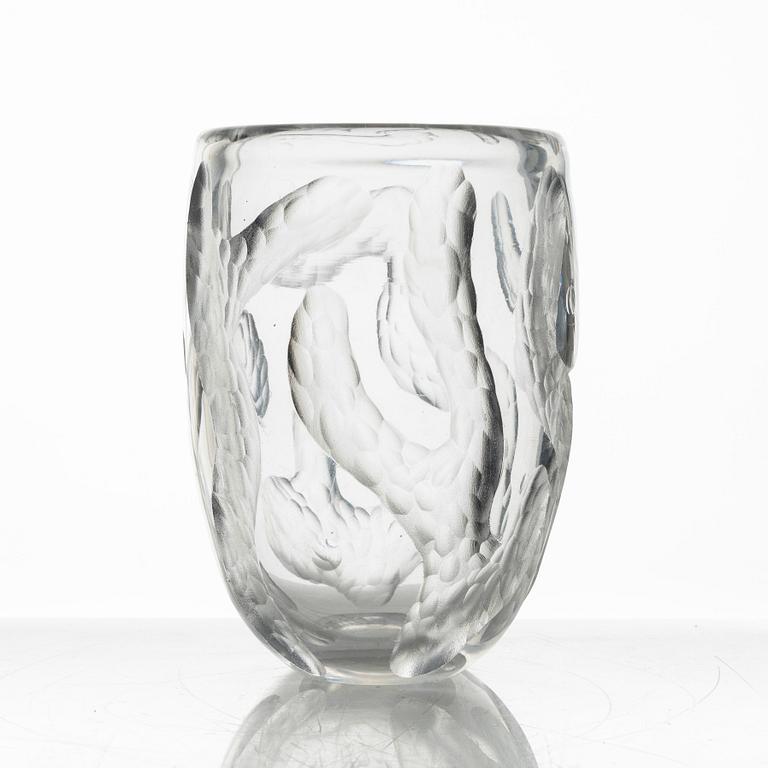 Sven Erik Skawonius, a cut clear glass vase, Kosta, Sweden 1940s.