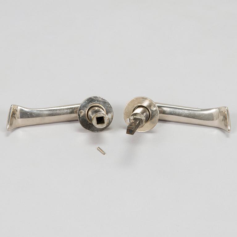 Alvar Aalto, seven paris of mid-20th century doorhandles manufactured by Kellokosken Tehdas, Finland.