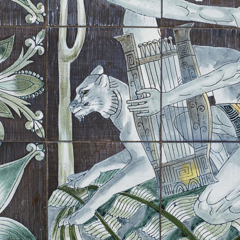 Marian Zawadzki, a ceramic tile table, Tilgmans, signed MZ and dated 58.