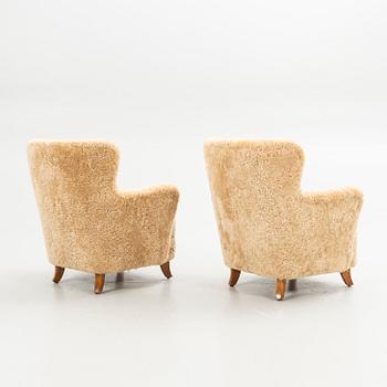 Armchairs, a pair, Asko, Finland, 1940s.