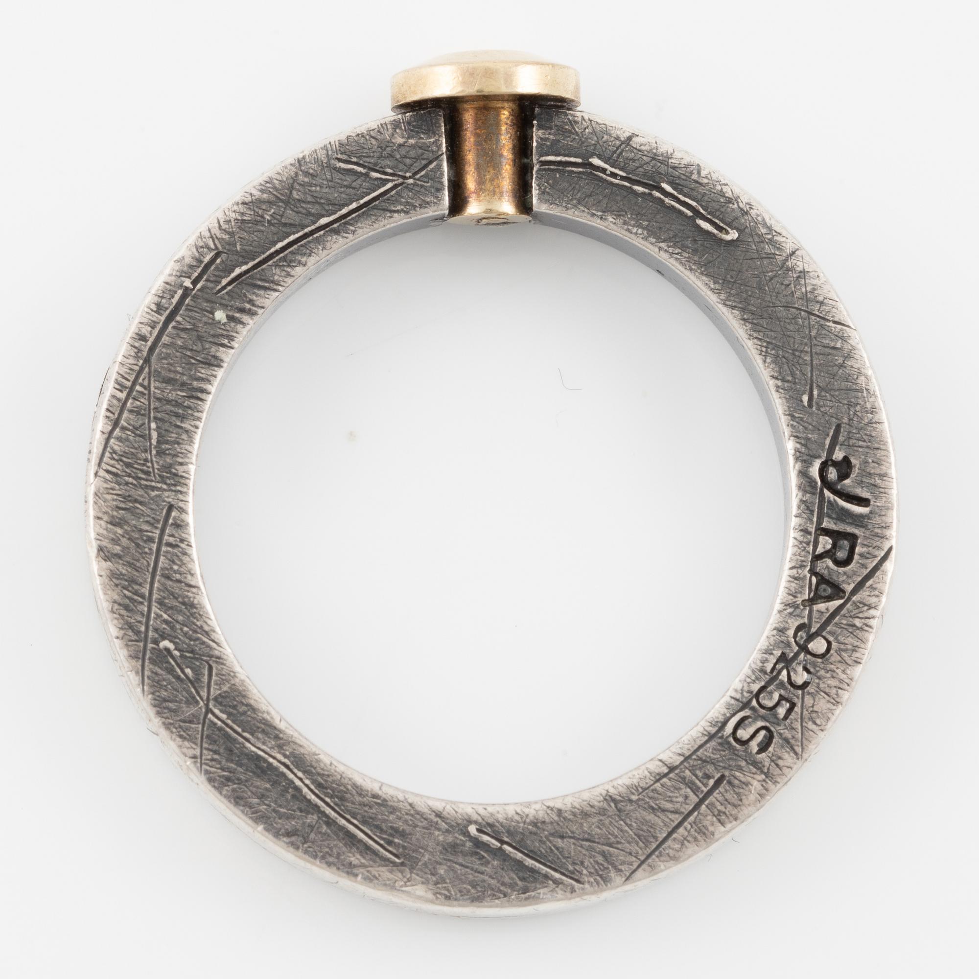 Bracelet, necklace, a pair of earrings, and a ring, Pia Rauff, silver with small diamonds.
