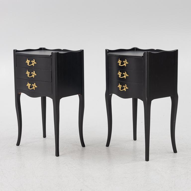A pair of Bedside tables, Rococo style, 20th century.